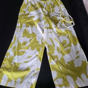 Stylish Yellowish green and White Flare Pants